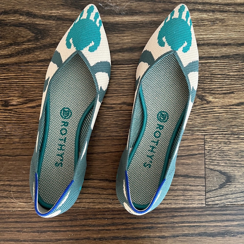 Pair of Rothy's "The Point" Ikat Print Flats
